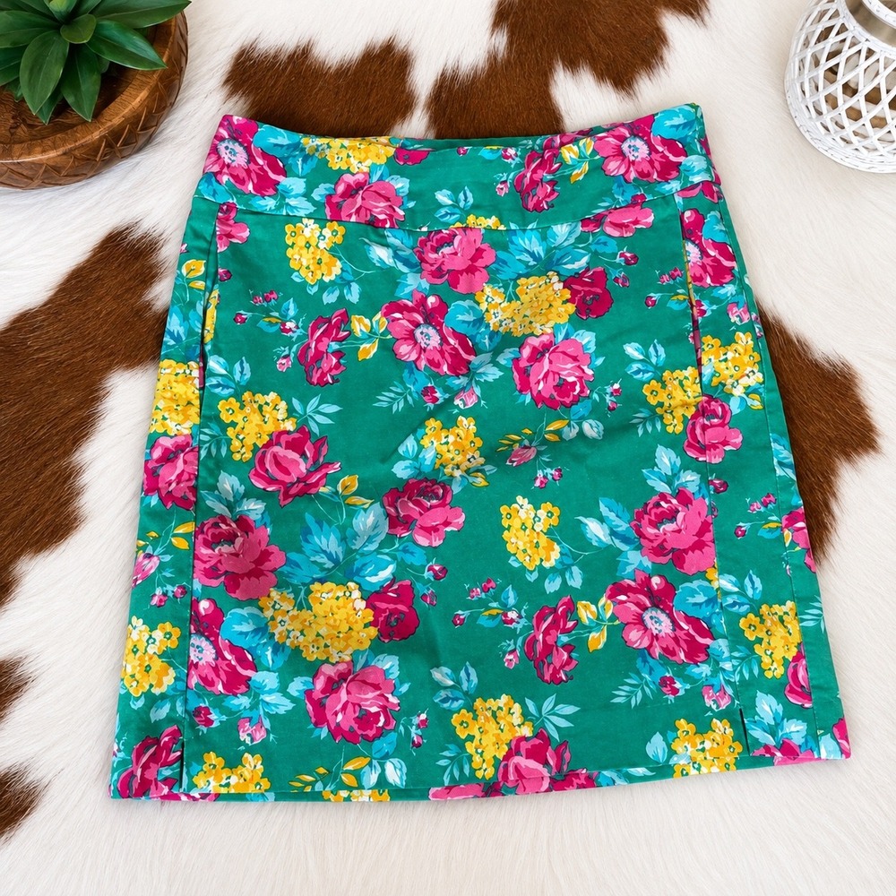 Counterparts Floral Skort Green Pink Yellow Garden Party 152F6767HA Womens S
